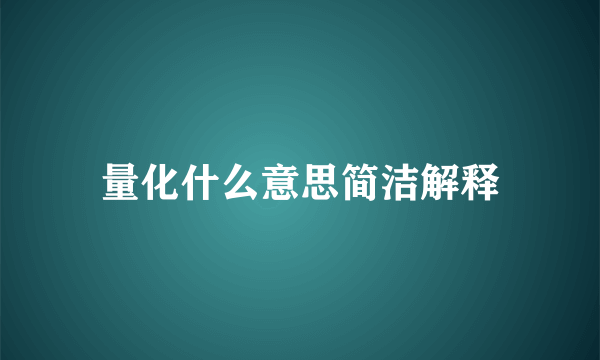 量化什么意思简洁解释