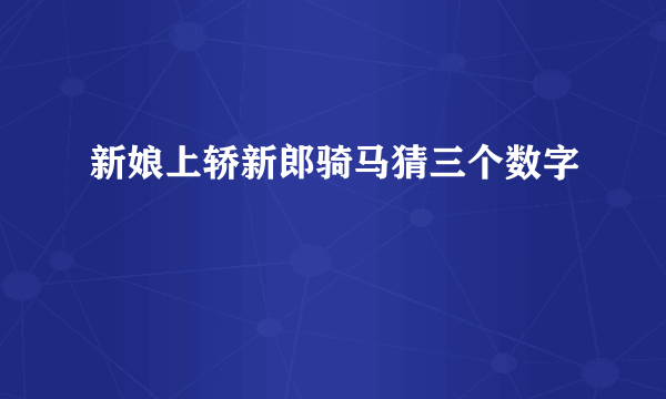 新娘上轿新郎骑马猜三个数字