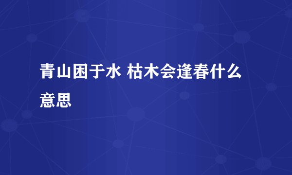 青山困于水 枯木会逢春什么意思