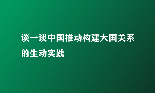 谈一谈中国推动构建大国关系的生动实践