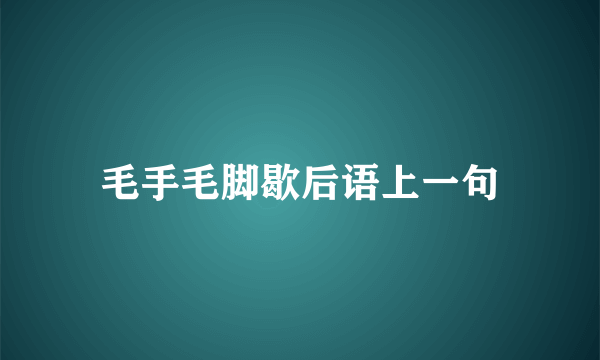 毛手毛脚歇后语上一句