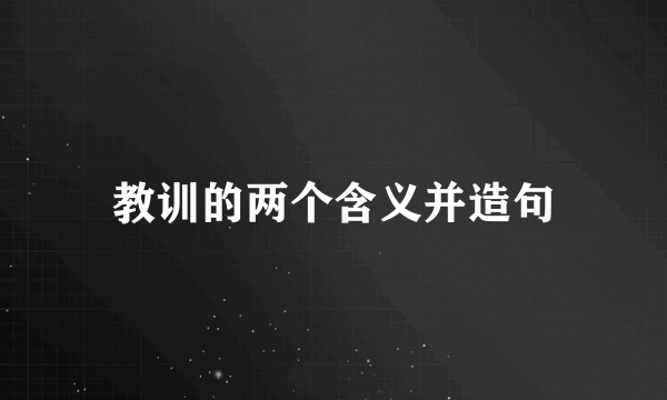 教训的两个含义并造句