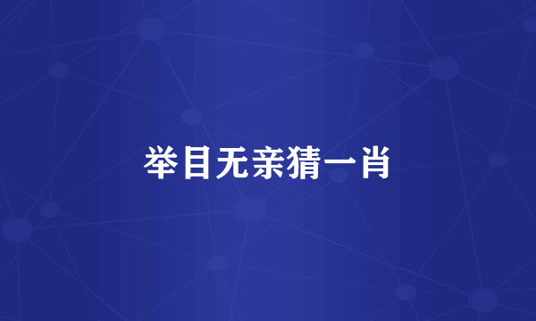 举目无亲猜一肖