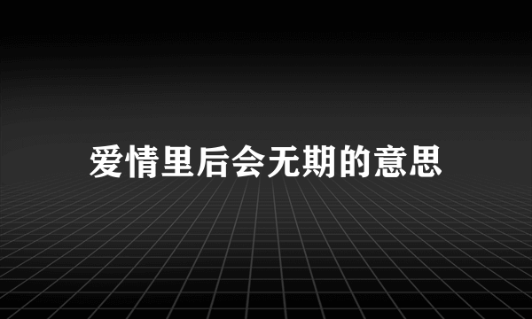 爱情里后会无期的意思