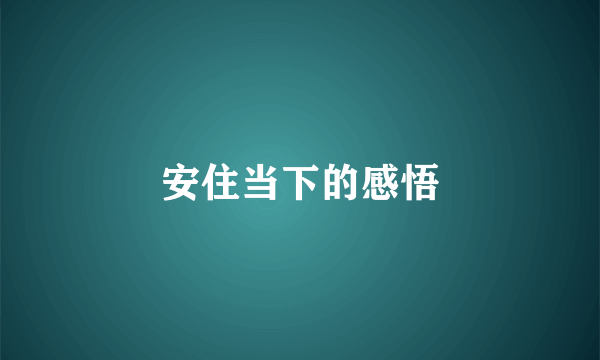安住当下的感悟