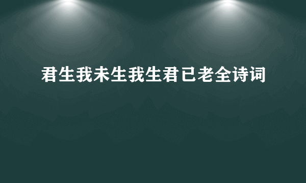 君生我未生我生君已老全诗词
