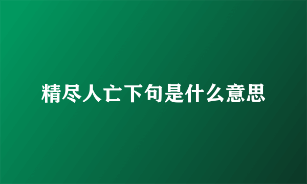 精尽人亡下句是什么意思