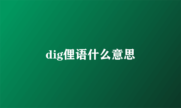 dig俚语什么意思