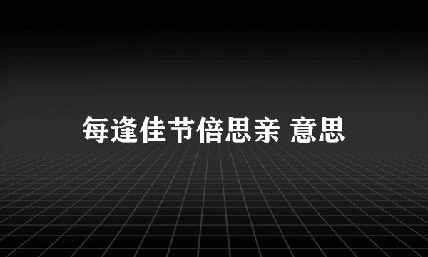 每逢佳节倍思亲 意思