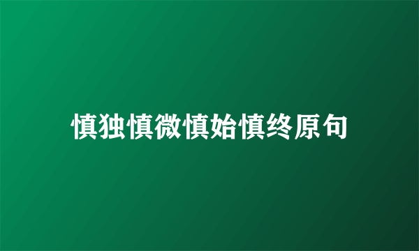 慎独慎微慎始慎终原句
