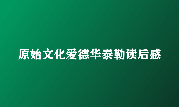 原始文化爱德华泰勒读后感