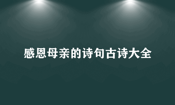 感恩母亲的诗句古诗大全
