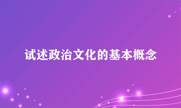 试述政治文化的基本概念