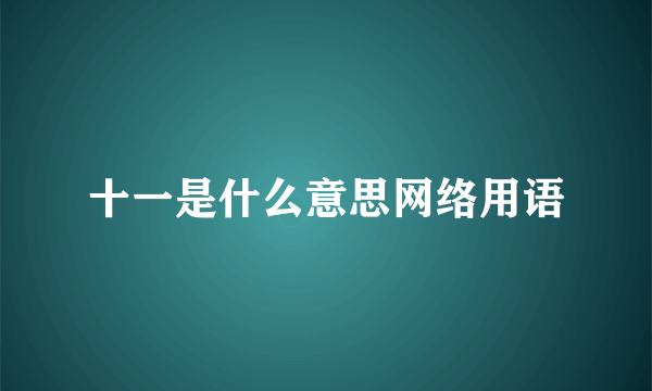 十一是什么意思网络用语