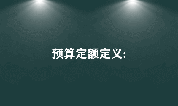 预算定额定义: