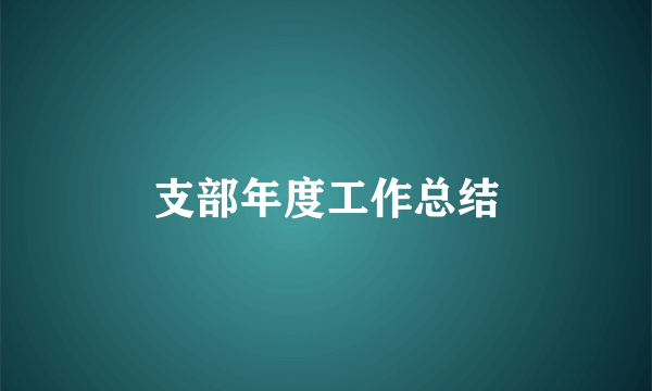 支部年度工作总结