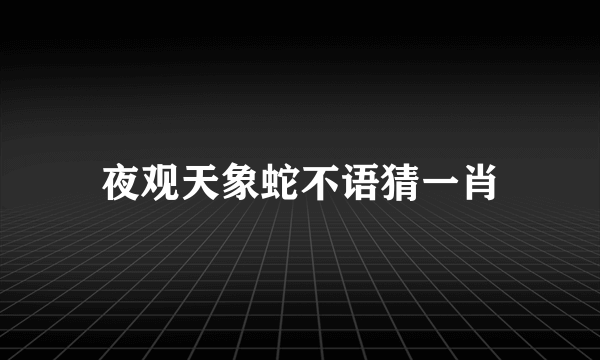 夜观天象蛇不语猜一肖