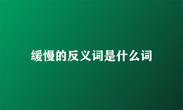 缓慢的反义词是什么词