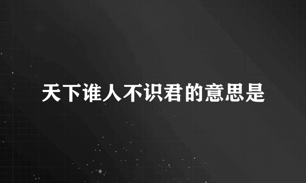 天下谁人不识君的意思是