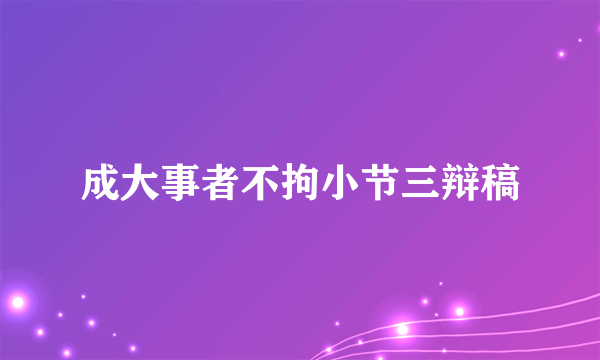 成大事者不拘小节三辩稿