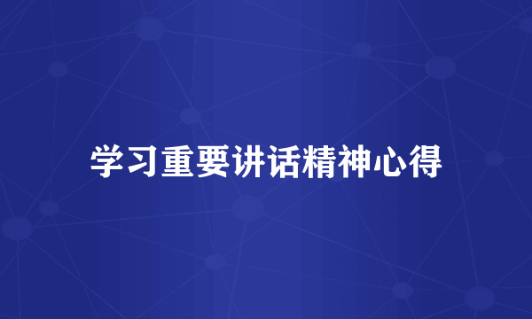 学习重要讲话精神心得