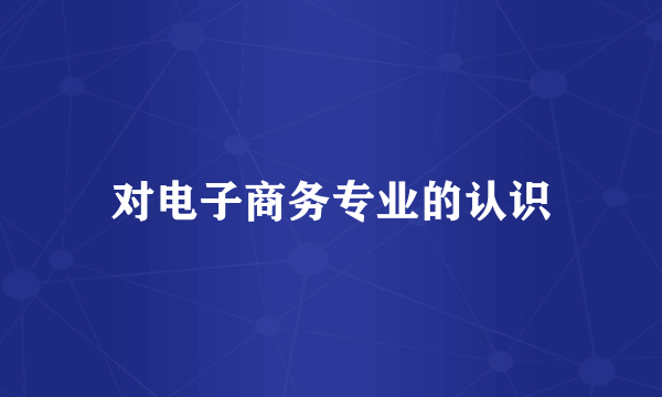 对电子商务专业的认识