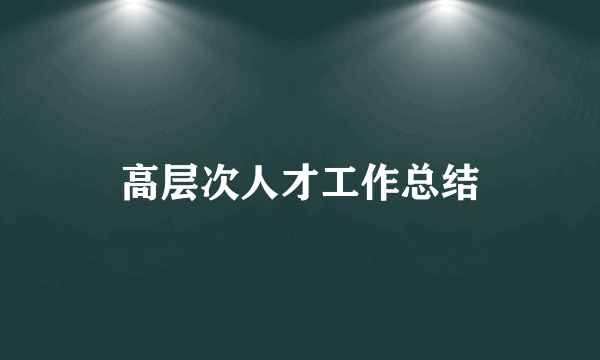 高层次人才工作总结
