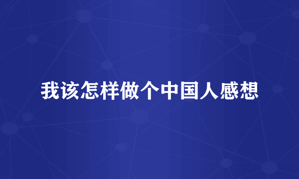 我该怎样做个中国人感想