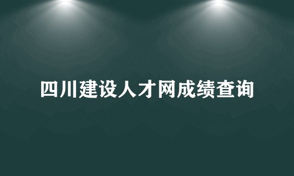 四川建设人才网成绩查询