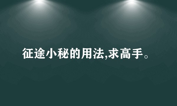 征途小秘的用法,求高手。