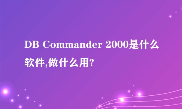 DB Commander 2000是什么软件,做什么用?