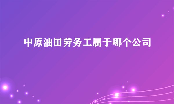 中原油田劳务工属于哪个公司