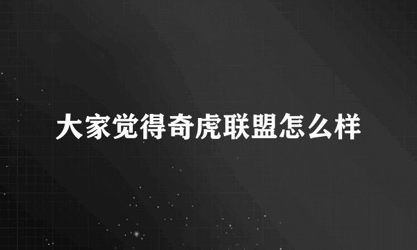 大家觉得奇虎联盟怎么样