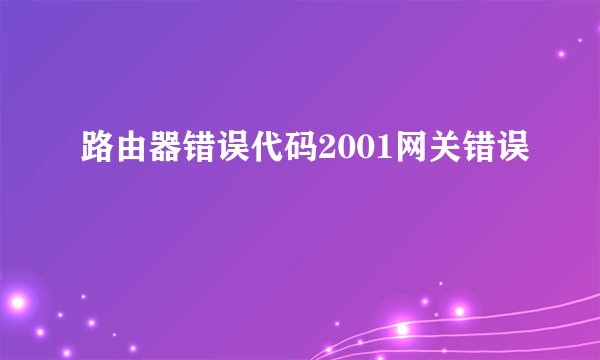 路由器错误代码2001网关错误
