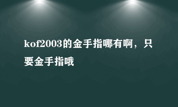 kof2003的金手指哪有啊，只要金手指哦
