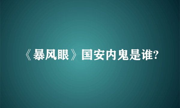 《暴风眼》国安内鬼是谁?