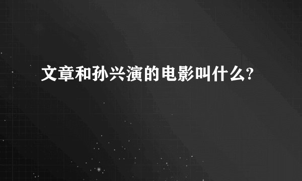 文章和孙兴演的电影叫什么?