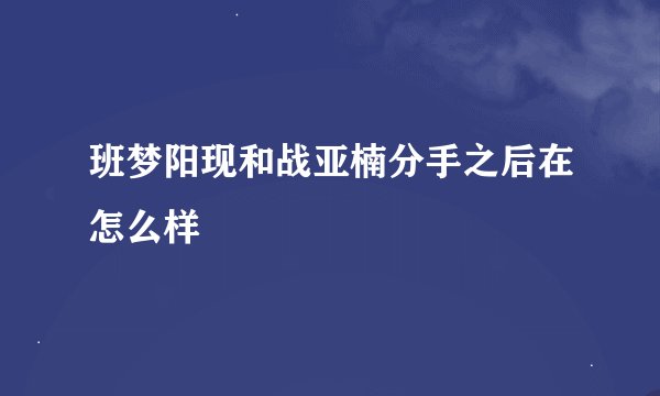 班梦阳现和战亚楠分手之后在怎么样