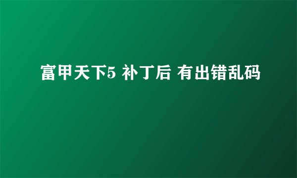 富甲天下5 补丁后 有出错乱码