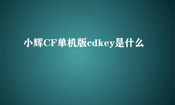 小辉CF单机版cdkey是什么