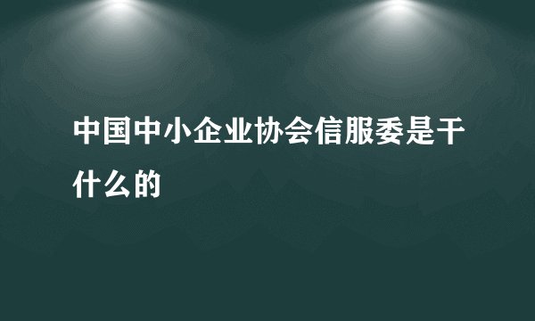 中国中小企业协会信服委是干什么的