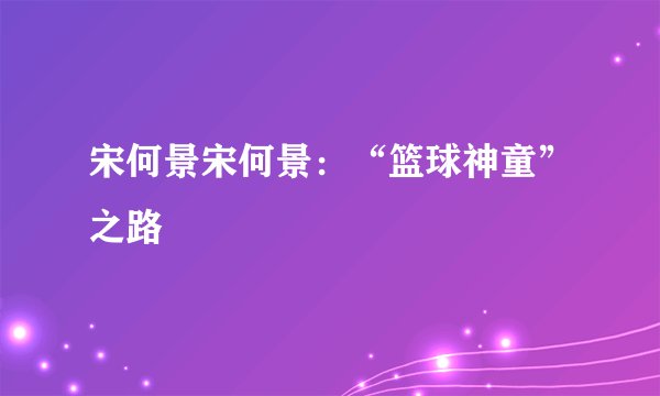 宋何景宋何景：“篮球神童”之路