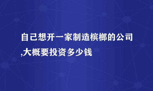 自己想开一家制造槟榔的公司,大概要投资多少钱