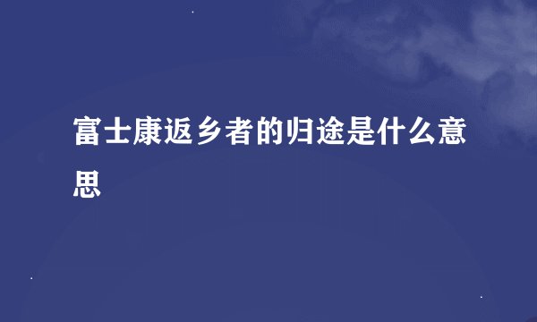 富士康返乡者的归途是什么意思