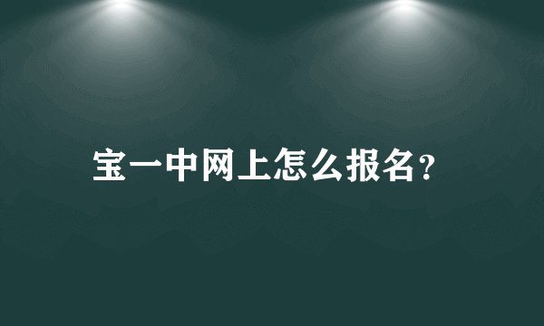 宝一中网上怎么报名？
