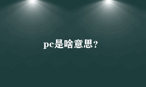 pc是啥意思？