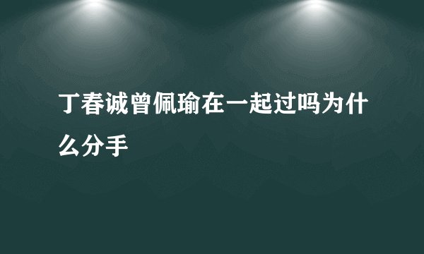 丁春诚曾佩瑜在一起过吗为什么分手