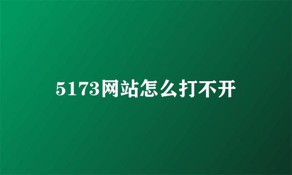5173网站怎么打不开