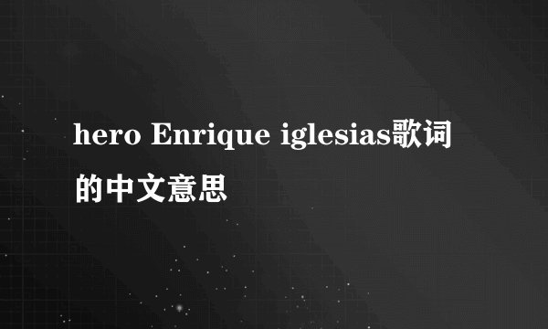 hero Enrique iglesias歌词的中文意思