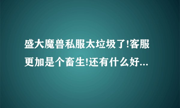 盛大魔兽私服太垃圾了!客服更加是个畜生!还有什么好推荐的？